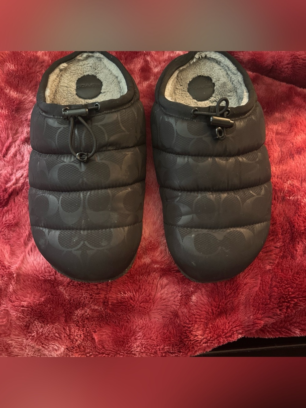 Coach Rachelle MonogramQuilted Logo Slip-On Slippers in Black size 10B
